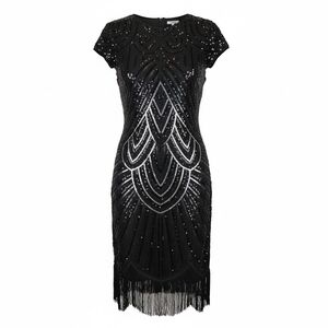 Elegant Black Sequin Midi Dress